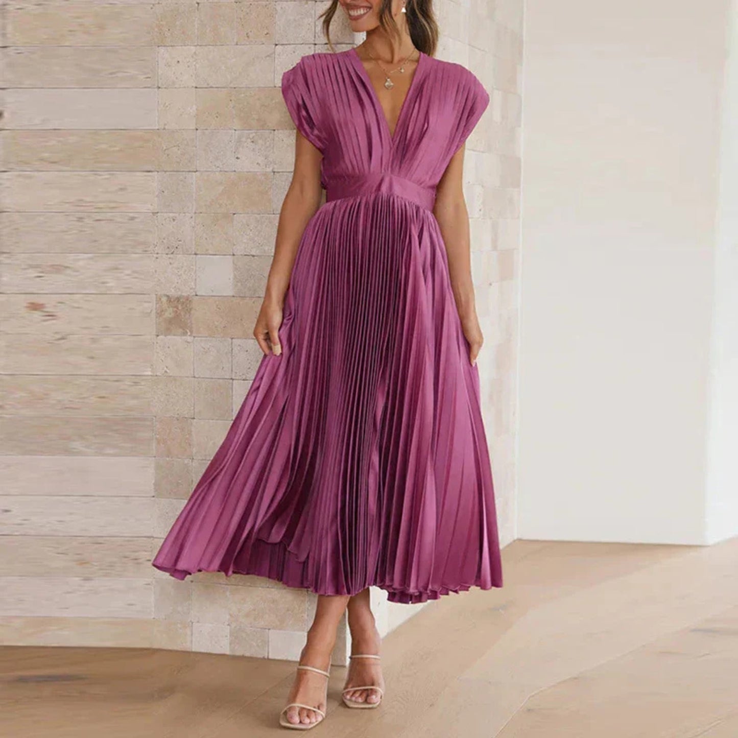 Daisy | Women's Pleated Wedding Guest Dress | Maxi