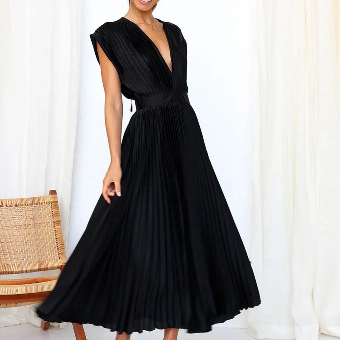 Daisy | Women's Pleated Wedding Guest Dress | Maxi