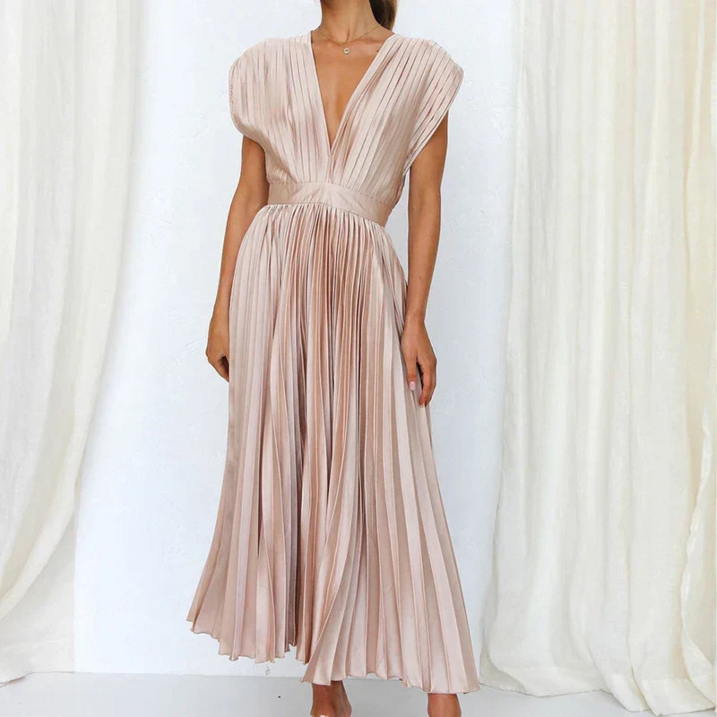 Daisy | Women's Pleated Wedding Guest Dress | Maxi